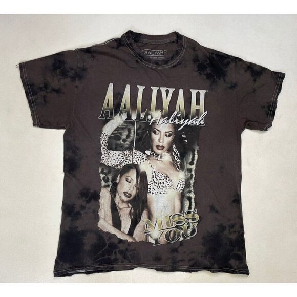 Aaliyah Tops - Aaliyah Miss You Graphic T-shirt Women XS Tie Dye Short Sleeve Music